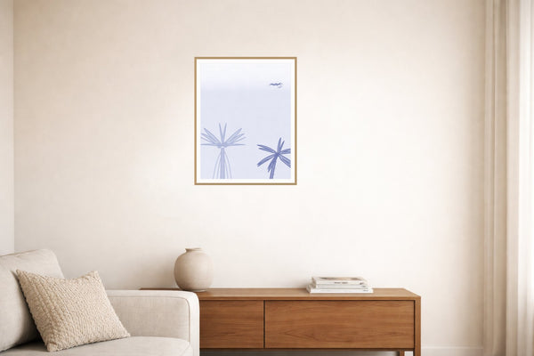 Dusty Periwinkle Seabird Printable Wall Art – Limited Edition Giclée Art Print | Instant Digital Download — Living room lifestyle