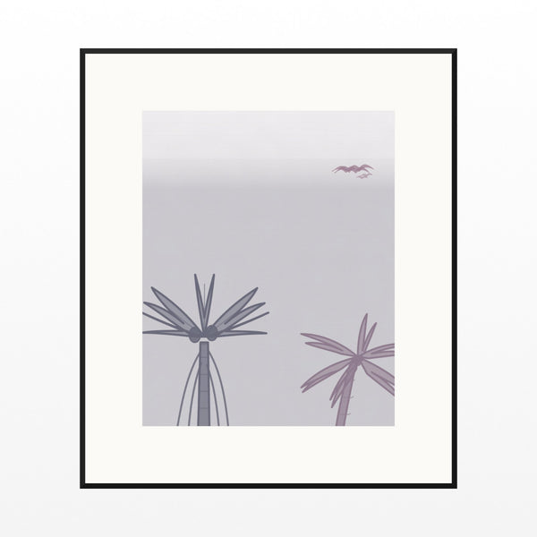 Mauve & Steel Seabird Printable Wall Art – Limited Edition Giclée Art Print | Instant Digital Download — Black gallery mat