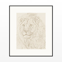 Aged Bronze Etched Lion Line Art Wall Art Print – Signed Limited Edition Giclée | Modern Gallery Decor — Black gallery mat