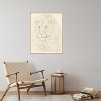 Aged Bronze Etched Lion Line Art Wall Art Print – Signed Limited Edition Giclée | Modern Gallery Decor — Reading nook