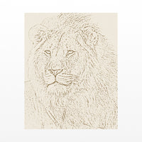 Aged Bronze Etched Lion Line Art Wall Art Print – Signed Limited Edition Giclée | Modern Gallery Decor — Unframed flat preview
