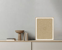 Aged Bronze Linear Wall Art Print – Signed Limited Edition Giclée | Modern Gallery Decor — Grey wall with bowl