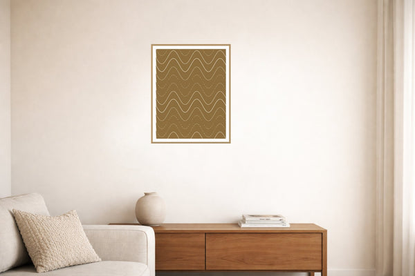 Aged Bronze Retro 70s Wall Art Print  — Living room lifestyle