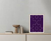 Amethyst & Bronze Retro 70s Wall Art Print  — Grey wall with bowl