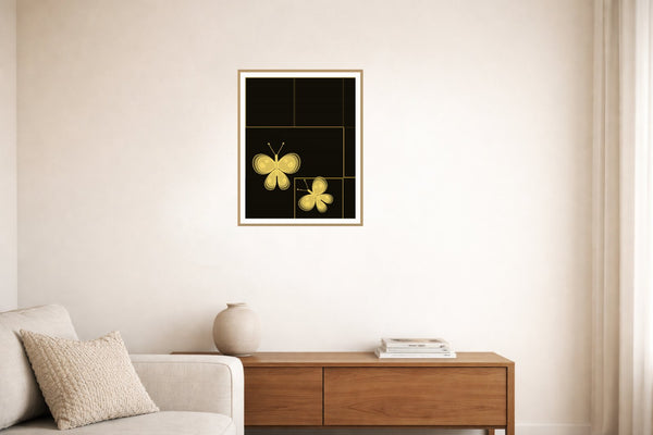 Black & Gold Butterfly Printable Wall Art – Limited Edition Giclée Art Print | Instant Digital Download — Living room lifestyle