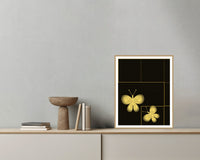 Black & Gold Butterfly Printable Wall Art – Limited Edition Giclée Art Print | Instant Digital Download — Grey wall with bowl