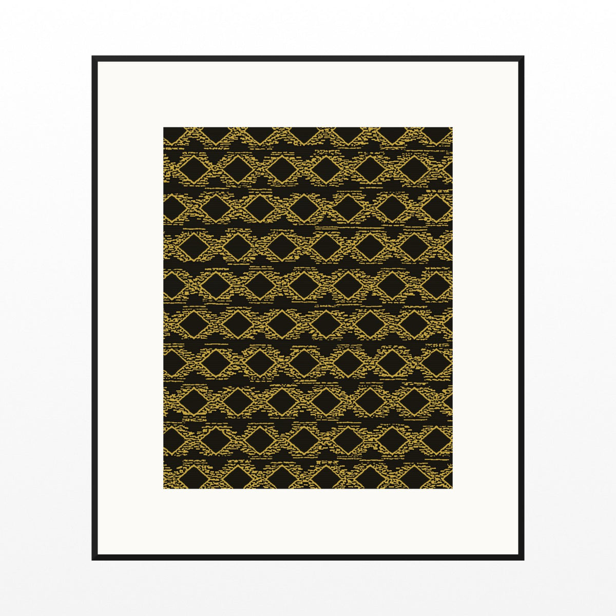 Black & Gold Ikat Weave – Premium Ikat Weave Wall Art Print — Black gallery mat