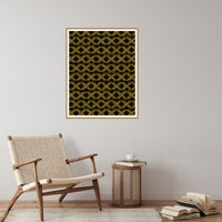 Black & Gold Ikat Weave – Premium Ikat Weave Wall Art Print — Reading nook