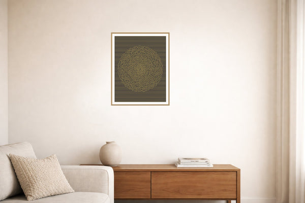 Black & Gold Linear Wall Art Print – Signed Limited Edition Giclée | Modern Gallery Decor — Living room lifestyle