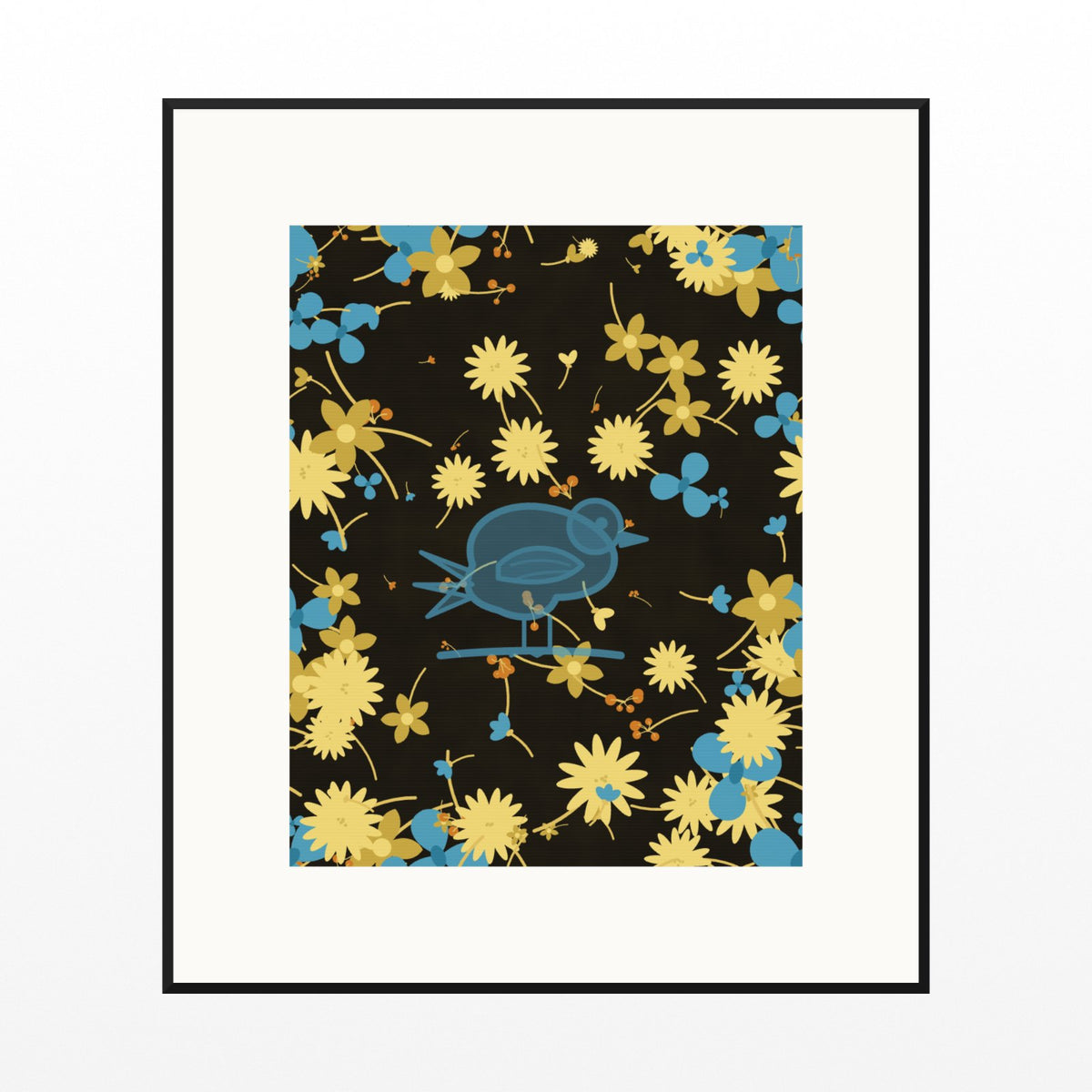 Black & Gold Songbird Wall Art Print – Signed Limited Edition Giclée | Modern Gallery Decor — Black gallery mat