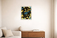 Black & Gold Songbird Wall Art Print – Signed Limited Edition Giclée | Modern Gallery Decor — Living room lifestyle