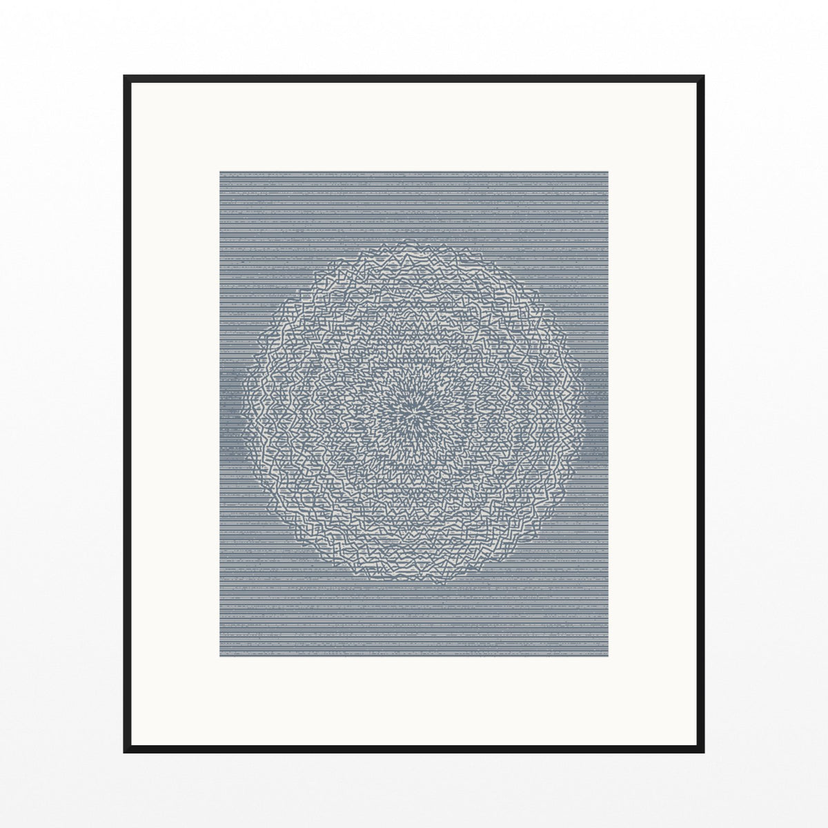 Blue-Gray Mist Linear Wall Art Print – Signed Limited Edition Giclée | Modern Gallery Decor — Black gallery mat