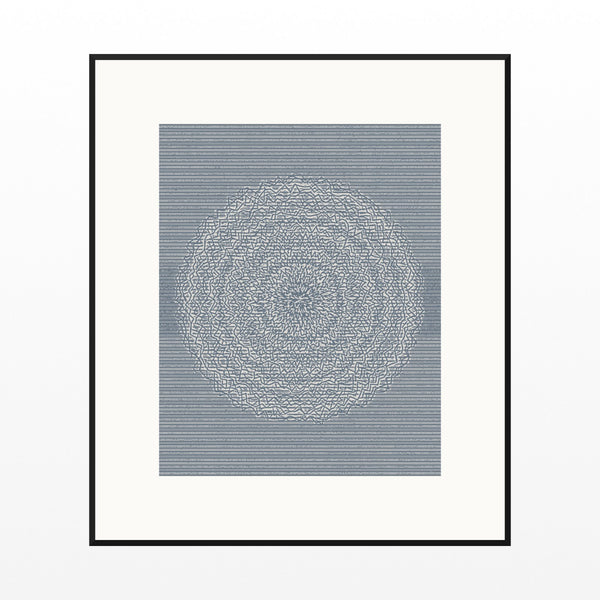 Blue-Gray Mist Linear Wall Art Print – Signed Limited Edition Giclée | Modern Gallery Decor — Black gallery mat