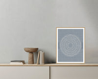 Blue-Gray Mist Linear Wall Art Print – Signed Limited Edition Giclée | Modern Gallery Decor — Grey wall with bowl