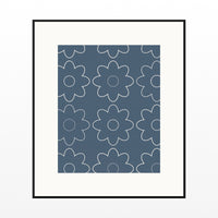Blue-Gray Mist Retro 70s Wall Art Print  — Black gallery mat