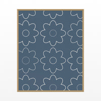 Blue-Gray Mist Retro 70s Wall Art Print  — Floating natural frame