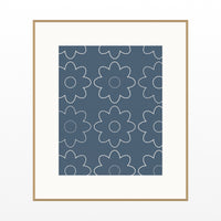 Blue-Gray Mist Retro 70s Wall Art Print  — Natural gallery mat