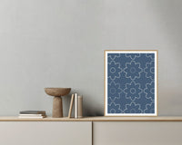 Blue-Gray Mist Retro 70s Wall Art Print  — Grey wall with bowl
