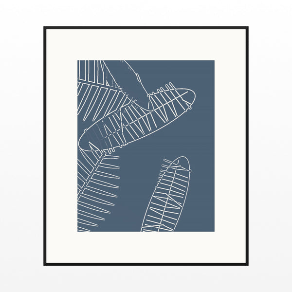 Blue-Gray Mist Tropical Wall Art Print – Signed Limited Edition Giclée | Modern Gallery Decor — Black gallery mat