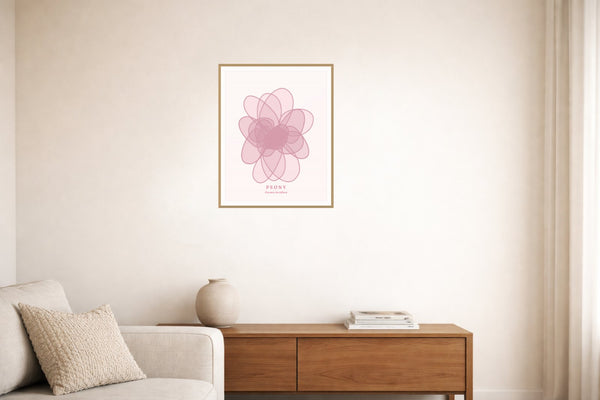 Blush Whisper Peony Art Print – Fine Art Giclée Digital Download | Signed 50-Edition — Living room lifestyle