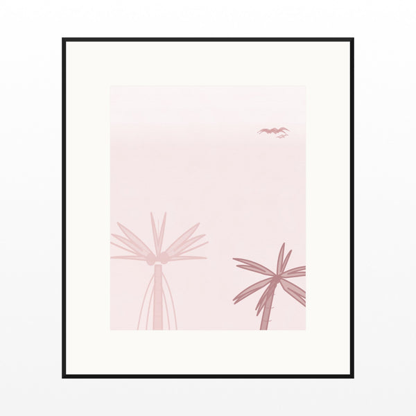 Blush Whisper Seabird Printable Wall Art – Limited Edition Giclée Art Print | Instant Digital Download — Black gallery mat