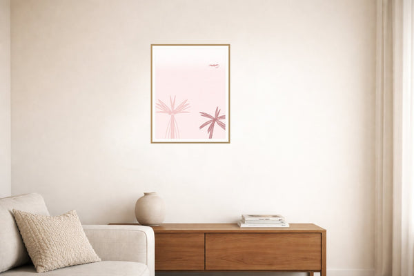 Blush Whisper Seabird Printable Wall Art – Limited Edition Giclée Art Print | Instant Digital Download — Living room lifestyle