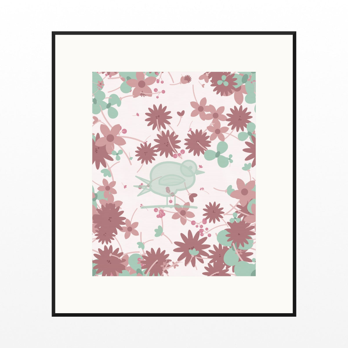 Blush Whisper Songbird Wall Art Print – Signed Limited Edition Giclée | Modern Gallery Decor — Black gallery mat