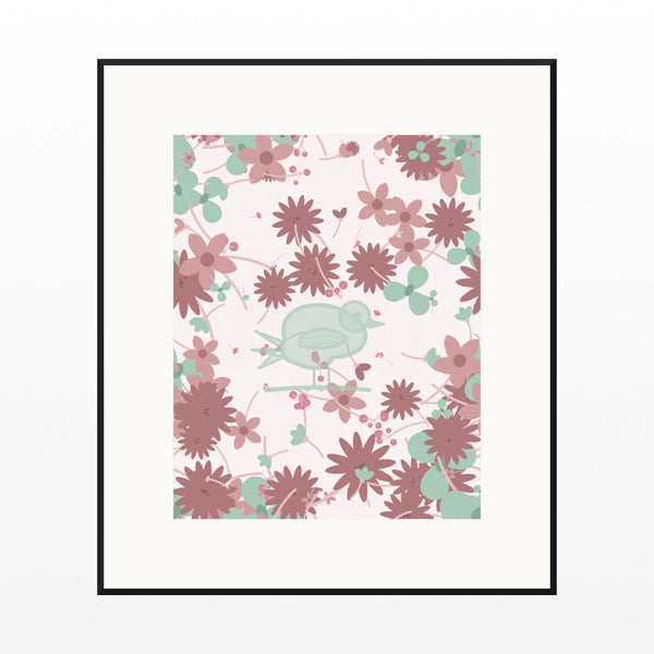Blush Whisper Songbird Wall Art Print – Signed Limited Edition Giclée | Modern Gallery Decor — Black gallery mat