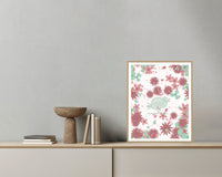 Blush Whisper Songbird Wall Art Print – Signed Limited Edition Giclée | Modern Gallery Decor — Grey wall with bowl