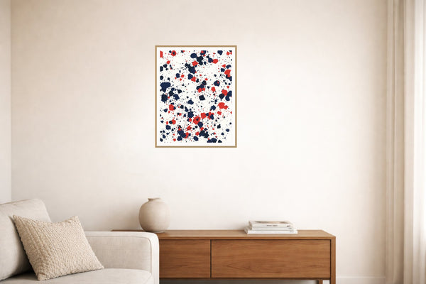 Breton Stripe Paint Splatter Wall Art Print – Signed Limited Edition Giclée | Modern Gallery Decor — Living room lifestyle