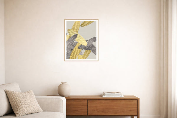Cadmium & Charcoal Tropical Wall Art Print – Signed Limited Edition Giclée | Modern Gallery Decor — Living room lifestyle