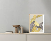 Cadmium & Charcoal Tropical Wall Art Print – Signed Limited Edition Giclée | Modern Gallery Decor — Grey wall with bowl