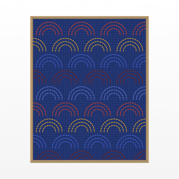 Cadmium & Ultramarine Ombré Gradient – Signed 50-Edition Giclée Print for Gallery Walls — Floating natural frame