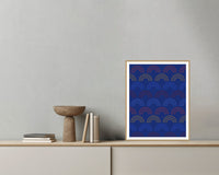 Cadmium & Ultramarine Ombré Gradient – Signed 50-Edition Giclée Print for Gallery Walls — Grey wall with bowl