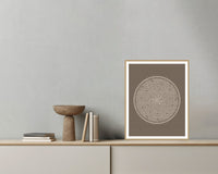 Classic Sepia Ombré Gradient – Premium Ombré Gradient Wall Art Print — Grey wall with bowl