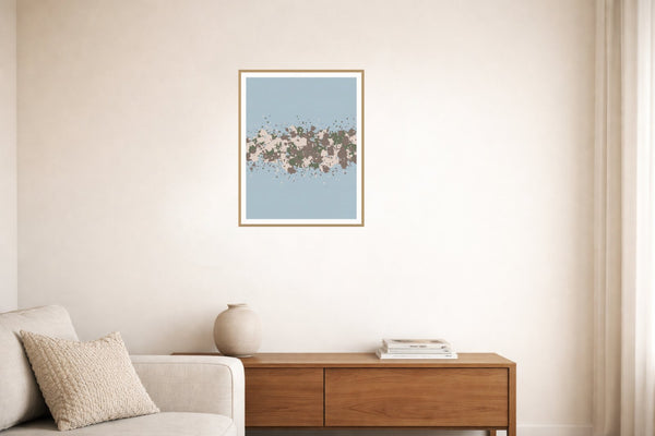 Cool Ocean Paint Splatter Wall Art Print – Signed Limited Edition Giclée | Modern Gallery Decor — Living room lifestyle
