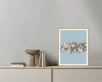 Cool Ocean Paint Splatter Wall Art Print – Signed Limited Edition Giclée | Modern Gallery Decor — Grey wall with bowl