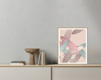 Coral Sand Tropical Wall Art Print – Signed Limited Edition Giclée | Modern Gallery Decor — Grey wall with bowl
