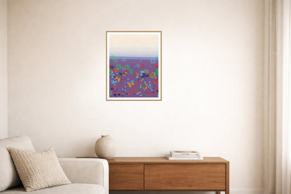 Dalarna Red Gradient Sky Art Print – Fine Art Giclée Digital Download | Signed 50-Edition — Living room lifestyle