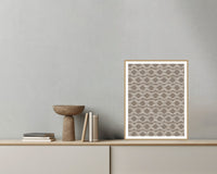 Driftwood Ikat Weave – Premium Ikat Weave Wall Art Print — Grey wall with bowl