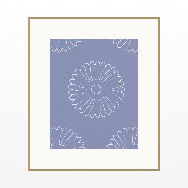 Dusty Periwinkle Ankara Printable Wall Art – Limited Edition Giclée Art Print | Instant Digital Download — Natural gallery mat