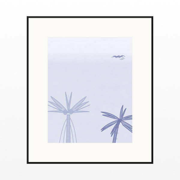 Dusty Periwinkle Seabird Printable Wall Art – Limited Edition Giclée Art Print | Instant Digital Download — Black gallery mat