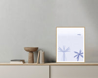 Dusty Periwinkle Seabird Printable Wall Art – Limited Edition Giclée Art Print | Instant Digital Download — Grey wall with bowl