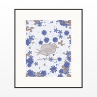 Dusty Periwinkle Songbird Wall Art Print – Signed Limited Edition Giclée | Modern Gallery Decor — Black gallery mat