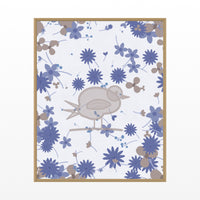 Dusty Periwinkle Songbird Wall Art Print – Signed Limited Edition Giclée | Modern Gallery Decor — Floating natural frame