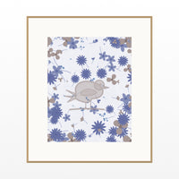 Dusty Periwinkle Songbird Wall Art Print – Signed Limited Edition Giclée | Modern Gallery Decor — Natural gallery mat