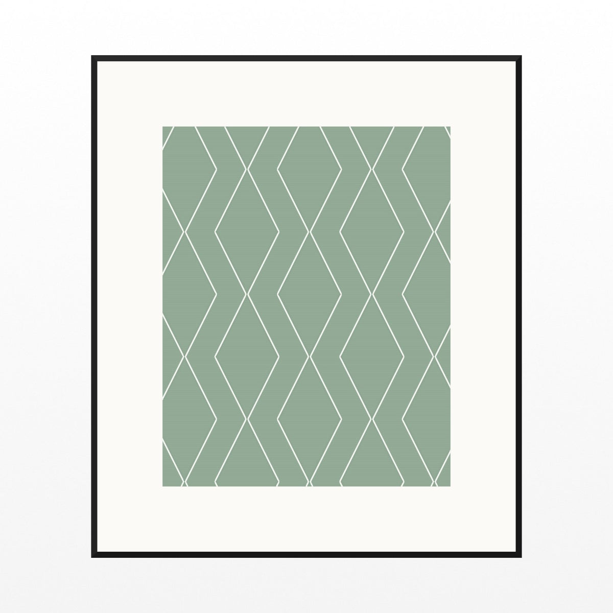 Faded Fern Geometric Art Print – Fine Art Giclée Digital Download — Black gallery mat