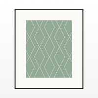 Faded Fern Geometric Art Print – Fine Art Giclée Digital Download — Black gallery mat