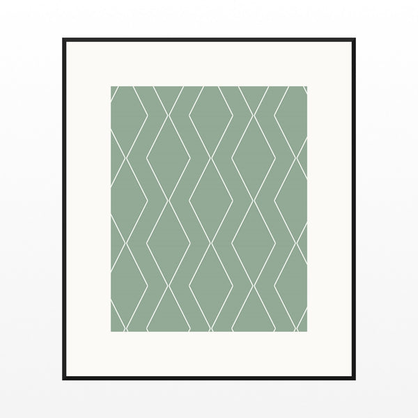 Faded Fern Geometric Art Print – Fine Art Giclée Digital Download — Black gallery mat