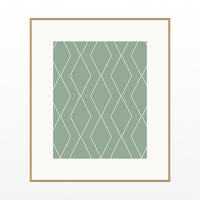 Faded Fern Geometric Art Print – Fine Art Giclée Digital Download — Natural gallery mat